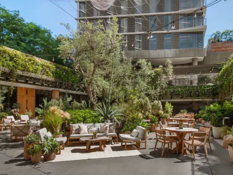 The garden terrace at 1 Hotel West Hollywood